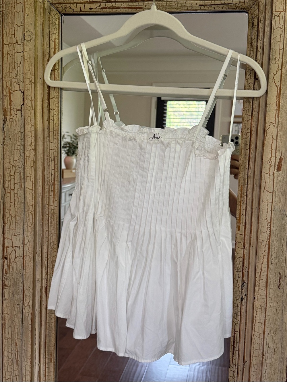 Able White Pintuck Ruffle Camisole